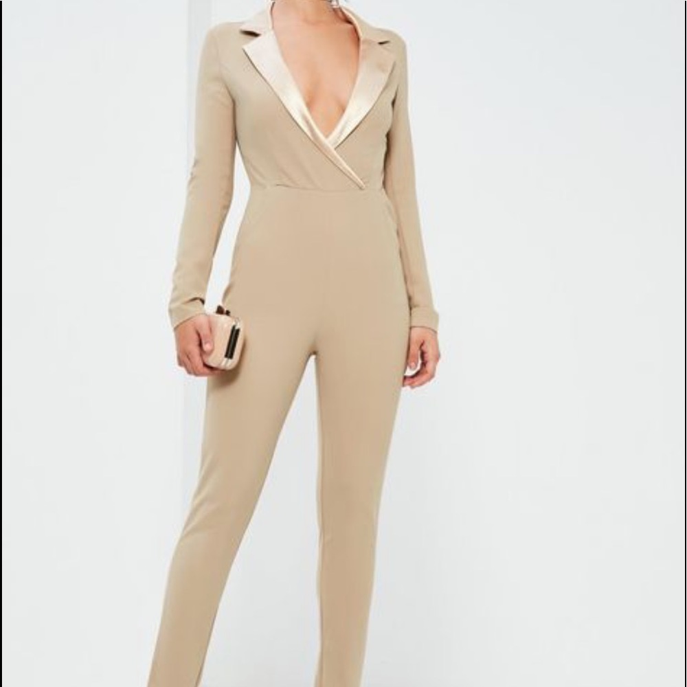 Long sleeve tux jumpsuit